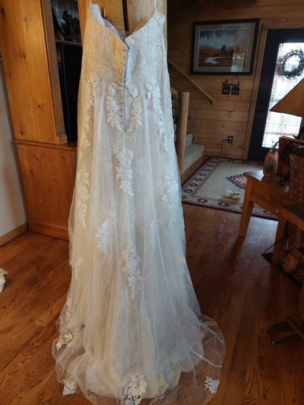 Essense of Australia IVORY 3D flower 2 lace layers Boho Wedding dress size 20 - Picture 8 of 16